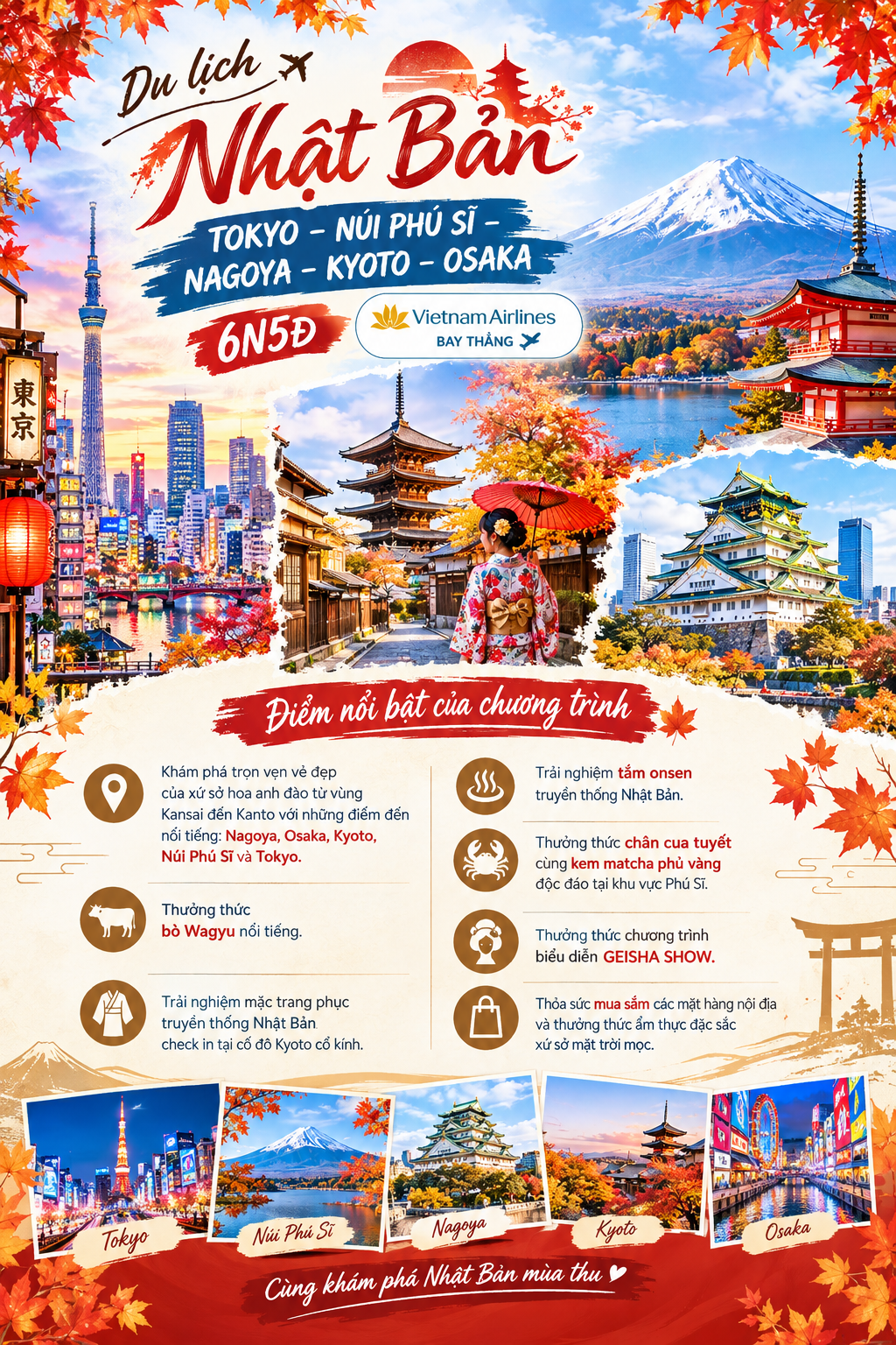 Poster du lịch Nhật Bản mùa thu